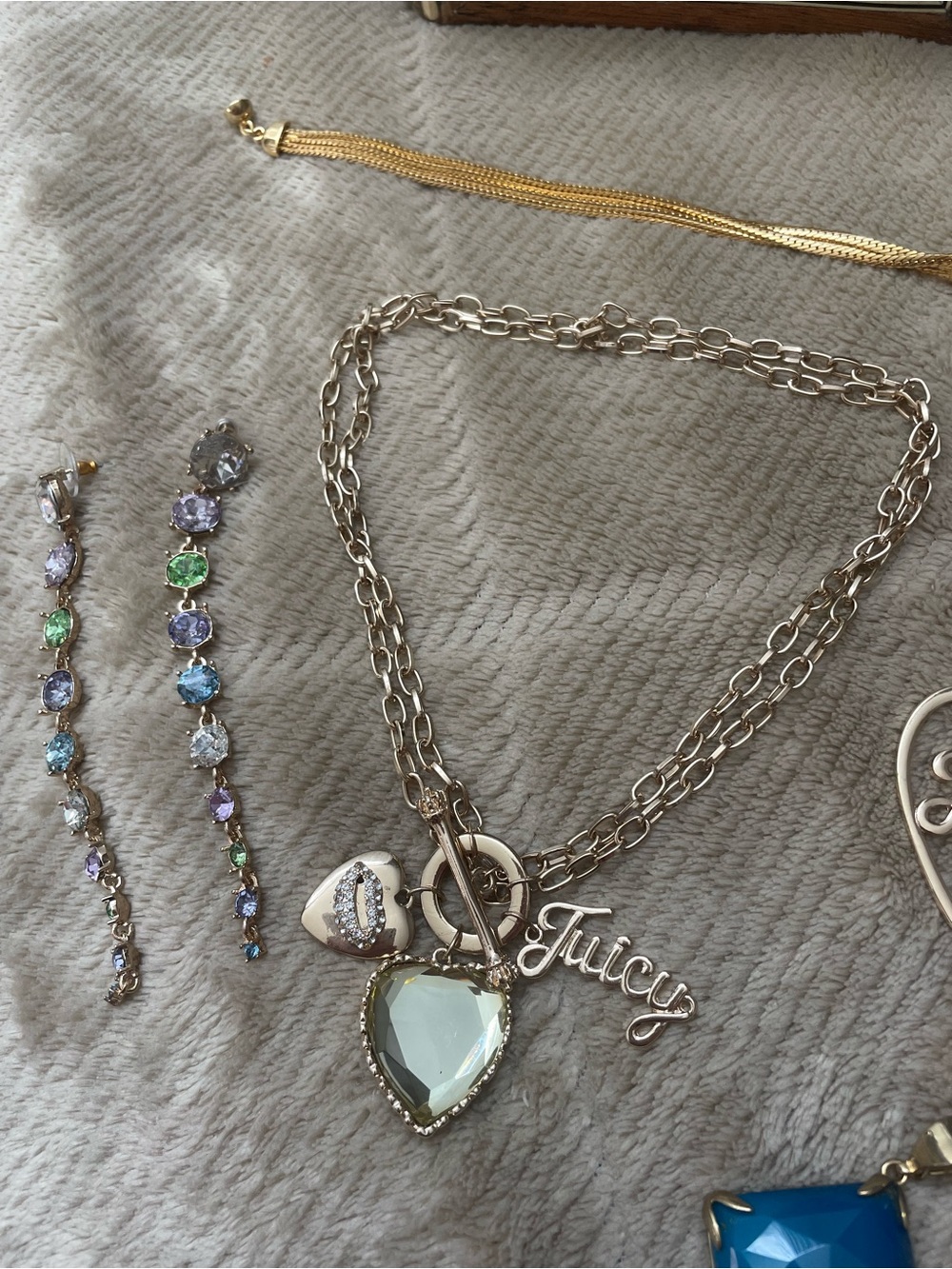 Juicy Couture Gold-Tone Layered Necklace with Pale  Heart Pendant